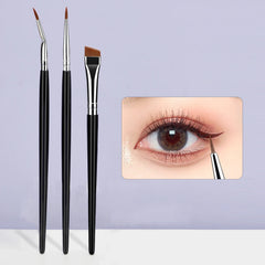 3pcs Eye Makeup Brush Ultra Fine Eyeliner Brush Set, Including Straight, Angled, Bent Tip, Suitable For Makeup