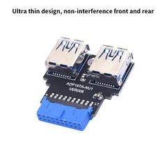 TISHRIC 19Pin To Type-C USB3.0 Converter Internal Header to USB 3.1/3.2 Type C Adapter  for PC Motherboard Connector Riser