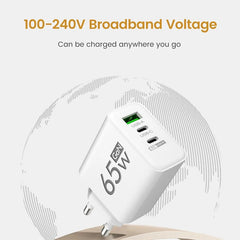 GaN Fast Charging 65W USB Type C Charger EU KR PD 3.0 Quick Charge Wall For Phone Adapter For iPhone 15 Xiaomi Huawei Samsung