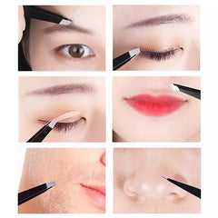 4Pcs Tweezers Set - Professional Stainless Steel Tweezers for Eyebrows - Great Precision for Facial Hair, Splinter and Ingrown