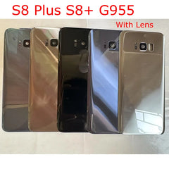 مع عدسة جديدة لهاتف Samsung Galaxy S8+ S8 Plus G955 G955F غطاء خلفي للبطارية وباب خلفي ولوحة زجاجية ثلاثية الأبعاد وغطاء لاصق بديل