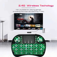 Backlight English Russian French Spanish Portugal Fly Air Mouse 2.4G Touchpad for Android TV Box PC I8 Mini Wireless Keyboard