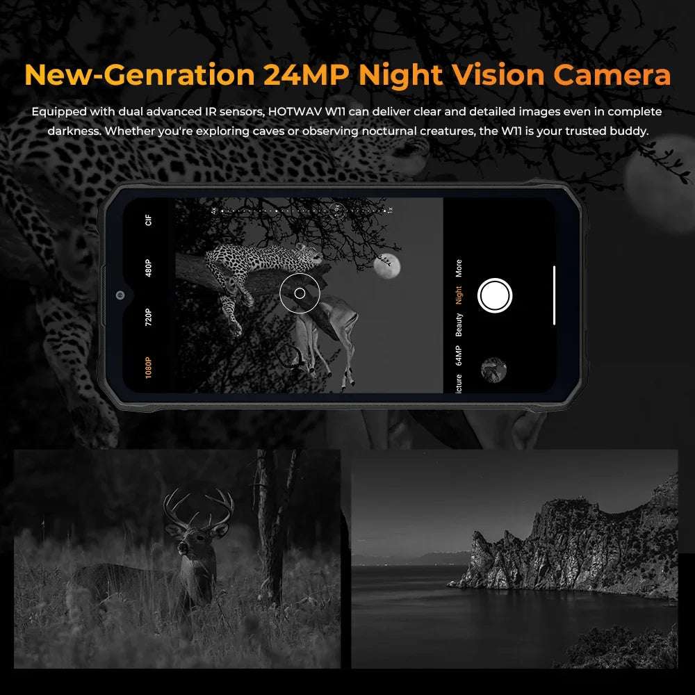 HOTWAV W11 Rugged Phone 6.6'' FHD+12GB+256GB 20800mAh Battery smartphone 64MP Camera Android 13 NFC Mobile Phone