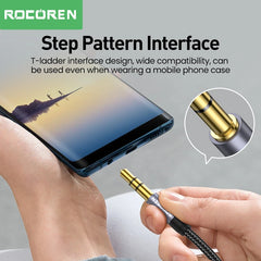 كابل صوت Rocoren بمقبس 3.5 مم من الذكور إلى الذكور كابل AUX للهاتف وسماعات الرأس والسيارة ومكبر الصوت MP3 والكمبيوتر ومقبس 3.5 مم سلك AUX بطول 5 أمتار