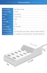 High Speed 10 Ports 5V USB Hub AC Charger Strip Adapter Portable USB Power Adapter for Home Office Travel Wall Charger EU Plug