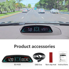 AD Car Speedometer With Alarm Water Temperature Meter G3 GPS / B3 OBD Head Up Display Accessories Auto Tachometer Clock Time