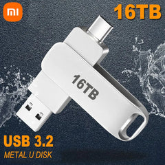 محرك أقراص فلاش Xiaomi 16TB 3.2 عالي السرعة USB لنقل البيانات، محرك أقراص معدني، بطاقة ذاكرة، محرك أقراص فلاش، محرك أقراص، ذاكرة، عصا مقاومة للماء