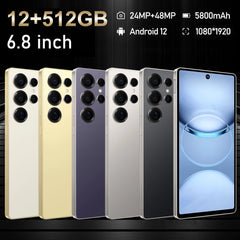 هاتف FUFFFI S25 Pro الذكي 5G الهواتف المحمولة بنظام Android 12، شاشة 6.8 بوصة، 12 + 512 جيجابايت، هاتف محمول 24 + 48 ميجابكسل، 5800 مللي أمبير في الساعة، متجر Google Play، هاتف