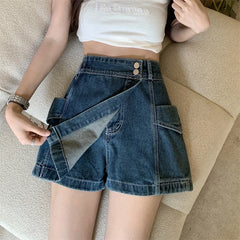 High Waist Slimming Denim  Skirt Summer 2023 Women's plus Size Faionable orts Asymmetrical Jeans Skirt