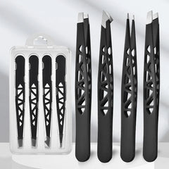4Pcs High-quality Professional Tweezers Set - Perfect For Eyebrow Hair Removal, Splinter & Ingrown Hair Removal & For Men & Wome