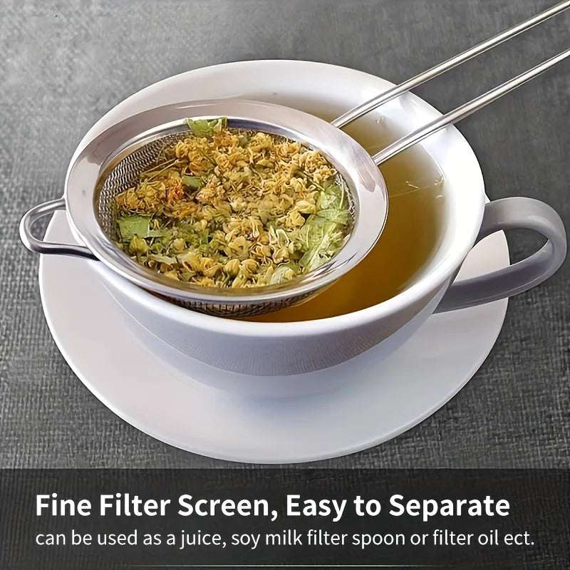 3pcs Fine Mesh Strainers Set Stainless Steel Multipurpose Flour Sieve  Sifter With Handle Perfect For tea Flour Egg Kitchen Tool