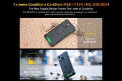 هاتف Oukitel WP32 pro الذكي المتين 6 بوصة عالي الدقة 24 جيجابايت + 256 جيجابايت 6300 مللي أمبير في الساعة ثماني النواة هاتف محمول 20 ميجابكسل هاتف محمول NFC