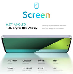 البرامج الثابتة العالمية لهاتف Xiaomi Redmi Note 13 Pro 5G الذكي كاميرا 200 ميجابكسل OIS Snapdragon 7s Gen 2 6.67" AMOLED هاتف مستعمل