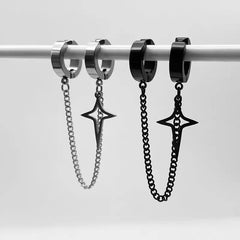 1Pcs Trendy Minimalist Stud Earrings for Teens Ear No Piercing Earrings Women Men Fake Pierced Star Pendant Earrings Jewelry
