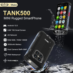 SERVO TANK500 IP68 هاتف ذكي صغير مقاوم للماء 4G LTE Android 12 RAM 6GB ROM 128GB PTT Network Intercom هواتف ذكية صغيرة متينة