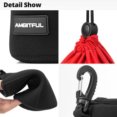 حقيبة عدسات كاميرا جديدة من AMBITFUL، حقيبة برباط، مقاس SML XL، لكاميرا Canon Sony Nikon DSLR، حافظة أسطوانية للعدسات مزودة بخطاف