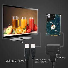 كابل SATA إلى USB 3.0 / 2.0 بسرعة تصل إلى 6 جيجابت في الثانية لمحركات الأقراص الصلبة الخارجية SSD مقاس 2.5 بوصة، محول SATA 3 22 دبوسًا، كابل USB 3.0 إلى Sata III