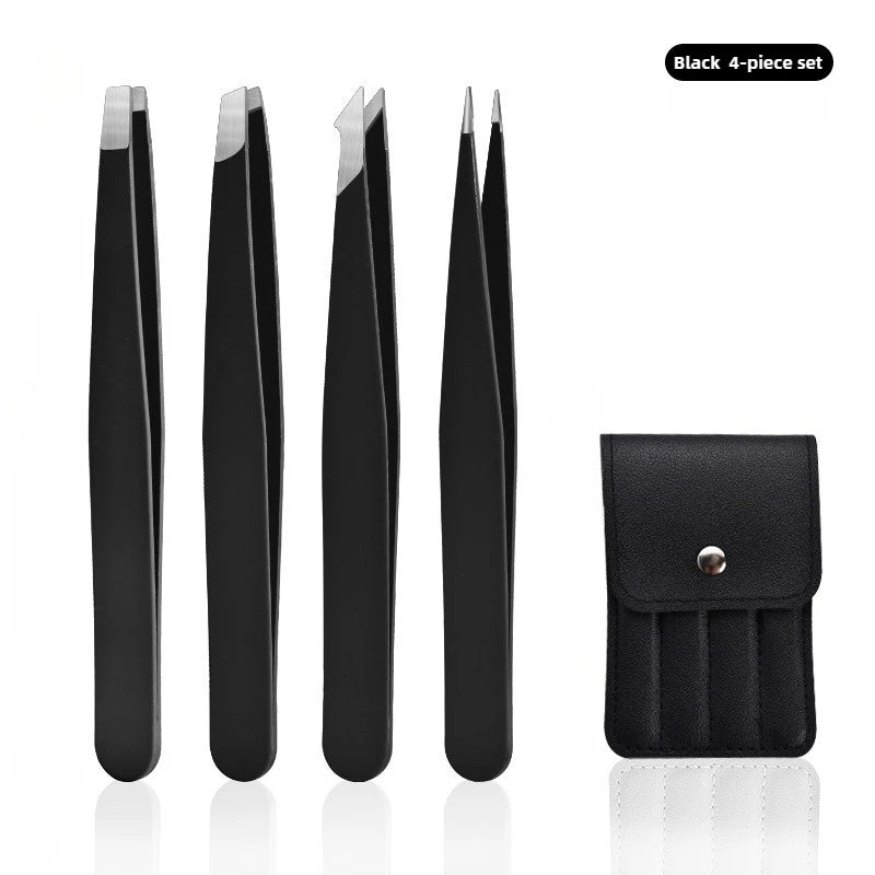Eyebrow Tweezer 4Pcs Colorful Hair Beauty Fine Hairs Puller Stainless Steel Slanted Eye Brow Clips Removal Makeup Tools