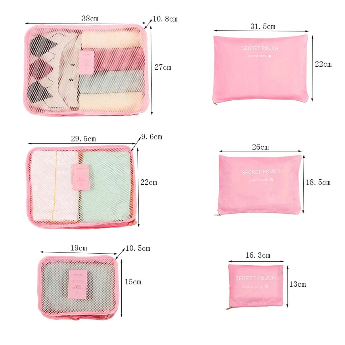 Travel Set 6psc/Set For Packing Cube Clothe Storage Bag New Luggage Suitcase Organizer Pouch Kit Travel Bag Accessorie
