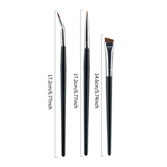 3pcs Eye Makeup Brush Ultra Fine Eyeliner Brush Set, Including Straight, Angled, Bent Tip, Suitable For Makeup