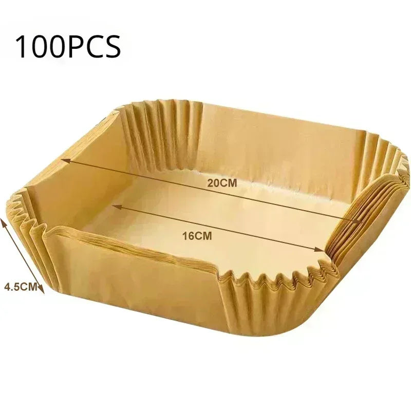 Square ridged parchment liner sheets, tan-brown disposable paper for baking