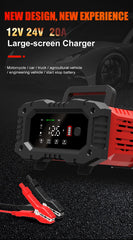 12v/24v Fully Automatic Battery Charger 7-segment Smart Car Battery Charger Pulse Repair for Agm Gel Wet Lead Acid Charging