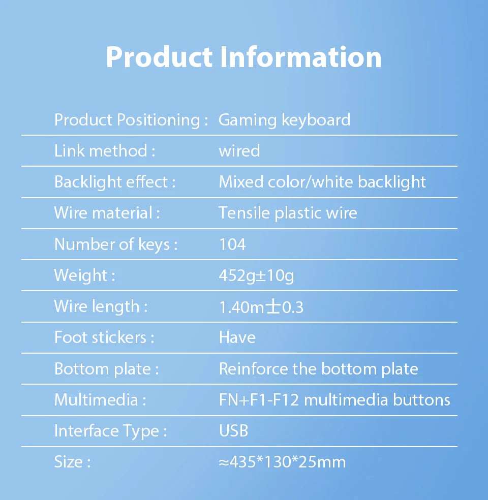 K500 Keyboard Mixed Color White Pink Keycaps 104 Keys Wired Gaming Keyboard for Laptop PC