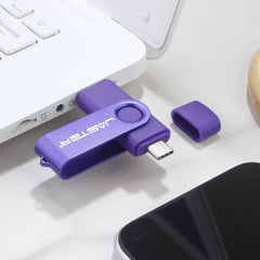محرك أقراص فلاش USB من النوع C بسعة 128 جيجابايت وذاكرة تخزين 64 جيجابايت وسلسلة مفاتيح مجانية وذاكرة تخزين إبداعية هدية عمل باللون الأحمر وقرص U أزرق 32 جيجابايت