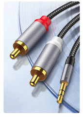 كابل صوت Aux من Rocoren مقاس 3.5 مم إلى 2RCA، محول مقسم من مقبس 3.5 مم إلى 2 RCA ذكر لصندوق التلفزيون ومكبر الصوت والفيديو وكابل سلك مكبر الصوت