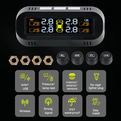 Tire Pressure Monitoring System Temperature Warning New C External Battery Version Sensors Solar TPMS Car Tyre Pressure Monitor