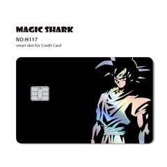 ملصق بطاقة الائتمان والخصم بالليزر ثلاثي الأبعاد اللامع الرائع من Magic Shark Dragons Balls Goku Vegeta، غطاء أمامي