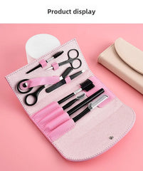 8-piece eyebrow grooming kit with eyebrow shaper, eyebrow pencil, and tweezers for women and men, complete set
