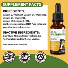 Vitamin Rich Pet Multivitamin Drops - With Cranberry, Vitamin C, D, B1, B2, MSM - Enhance Immunity For Dogs & Cats - 60ML