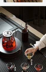 Heat Resistant Glass Teapot with Stainless Steel Tea Strainer Infuser Flower Kettle Kung Fu Teaware Set Puer Oolong Pot