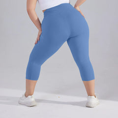 Plus size yoga pants for women Leggings fitness tummy tuck butt lift slim yoga pants with pocket summer sports cropped trousers