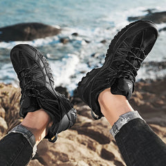 HIKEUP Breathable Cushioning Nonslip Sneakers Men's Hiking Shoes Running Trekking Sneakers Outdoor Mountain Sports Shoes for Men