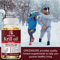 2000Mg Antarctic Krill Oil Omega-3 EPA & DHA Phospholipids and Astaxanthin for Joint, Brain, Immune and Cardiac Support Diet