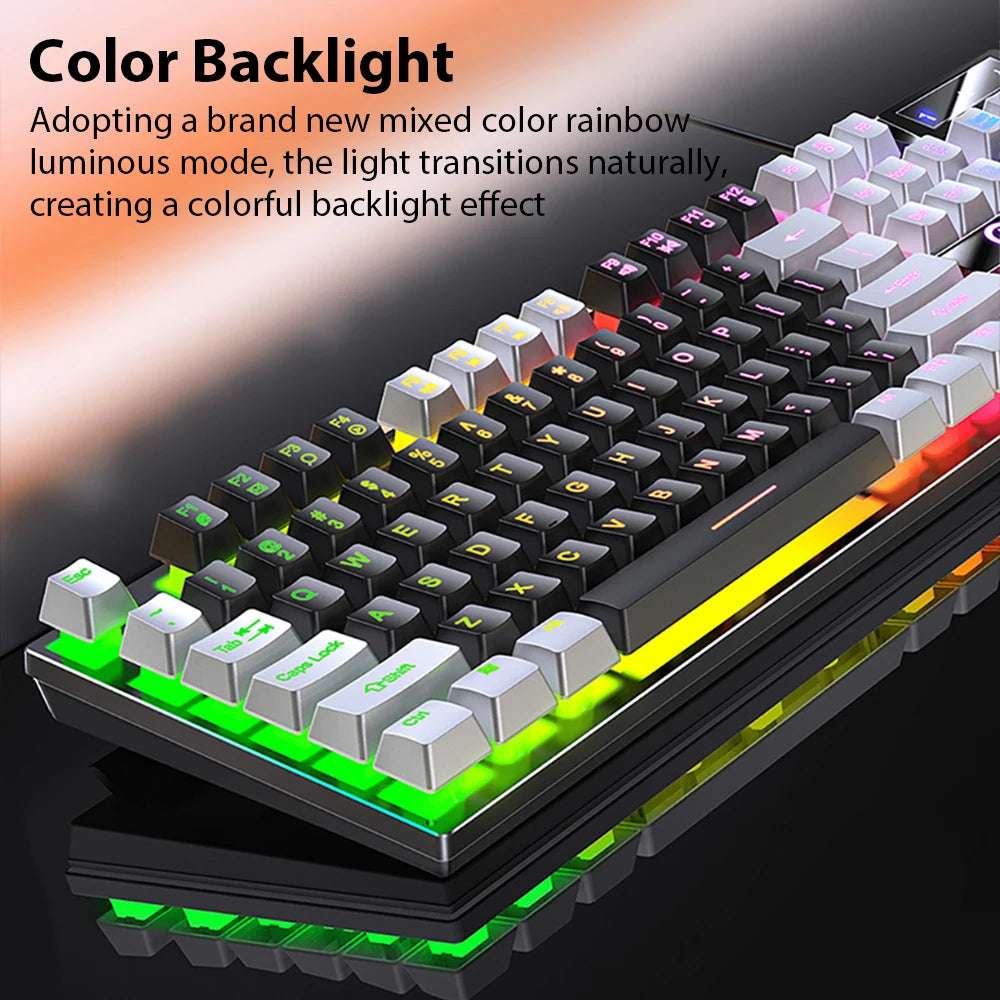 K500 Keyboard Mixed Color White Pink Keycaps 104 Keys Wired Gaming Keyboard for Laptop PC