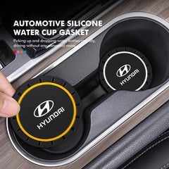 2Pcs Car Silicone Coaster Anti-Slip Water Cup Drink Mat For Hyundai Creta SantaFe Kona Genesis Equus Coupe Azera ioniq