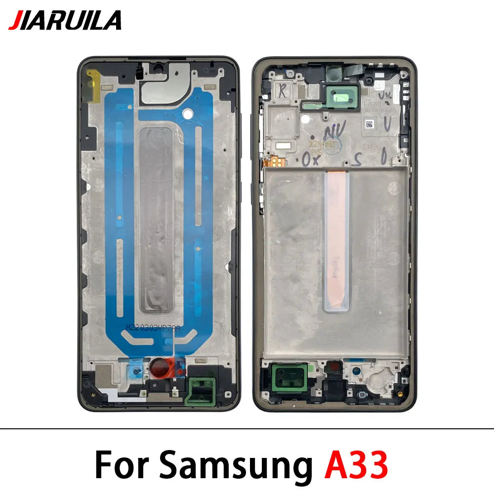 NEW For Samsung A33 A52 A52S A72 A52 5G A54 A73 Front Housing LCD Frame Bezel Plate Replacement Repair Part With Side Button