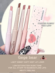 قلم تحديد الشفاه Nude Lip Liner Gege Bear Matte Velvet Lip Liner يدوم طويلاً ومقاوم للماء وقلم رسم خط الشفاه
