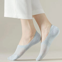 5Pairs Women Invisible Boat Mesh Socks Summer Silicone Non-slip Breathable Comfortable Mesh Sock Low Cut Female Ultra-thin Sox