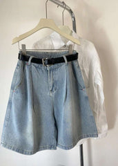 High Waist Wide Leg Jeans orts Women Loose Fit Straight Cut Five Lengths Summer New Sle Korean Version Slimming Effect
