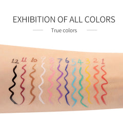 12 color rainbow DIY colored eyeliner is not easy to smudge matte eyeliner pen