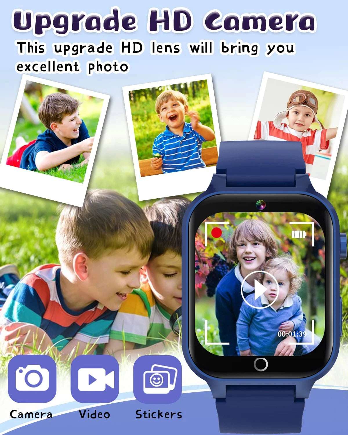 2024 New Kids Game Smart Watch Boys Girls Games Music Play Pedometer Time Display Video & Audio Recording Birthday Gift box NEW