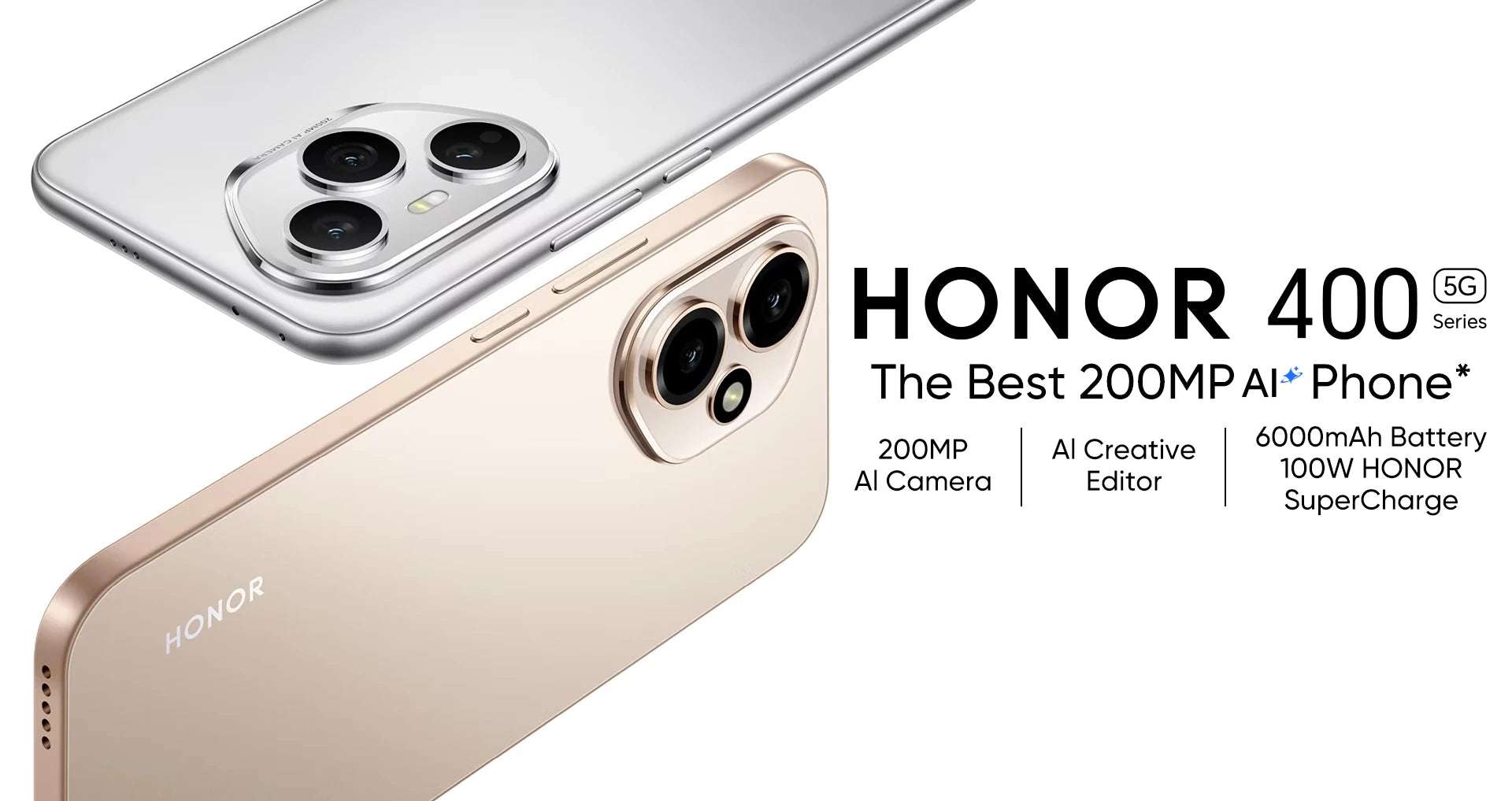 Original HONOR 400 Global Version 5G Smartphone 6.55" 120Hz AMOLED Display Snapdragon 7 Gen 3 200MP 6000mAh 80W SuperCharge NFC