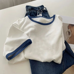 Cotton-Like ort Sve T-irt Women's New 2025 European Sle Summer Design oulder-Fitting plus Size Girl's Top