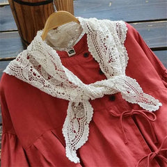 Women Shrugs Lace Hollow Out Female Summer Casual All-match Shawls Simple Scarf-collar Sleeveless Knitted Tops Korean Style Chic