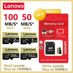 بطاقة ذاكرة Micro SD أصلية من لينوفو بسعة 2 تيرابايت و1 تيرابايت و512 جيجابايت وبطاقة ذاكرة عالية السرعة بسعة 256 جيجابايت و128 جيجابايت وبطاقة TF لمعدات الطائرات بدون طيار والصوت وأجهزة الكمبيوتر الشخصية