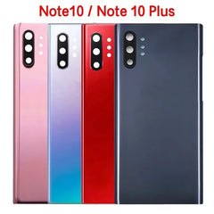 غطاء خلفي للبطارية لهاتف Samsung Galaxy Note10 Note 10 Plus N970F N975F ولوحة زجاجية ثلاثية الأبعاد وغطاء خلفي وغطاء عدسة الكاميرا بديل